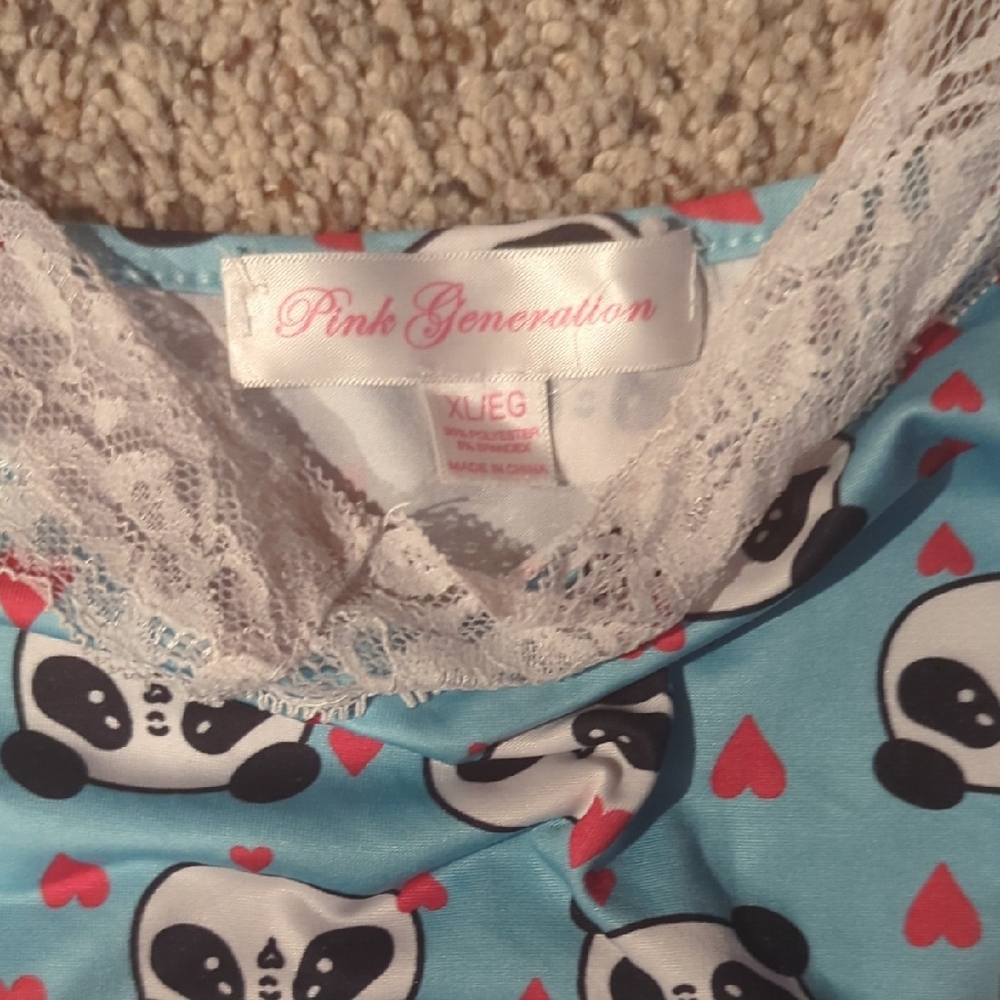 Charming Panda Print Chemise in Blue - Picture 2 of 10